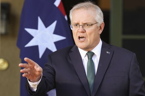 Prime Minister Scott Morrison addresses the media during a press conference at The Lodge in Canberra on Wednesday 21 July 2021  Photo: Alex Ellinghausen