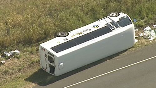 Those on board the bus were not seriously injured in the crash. (9NEWS)