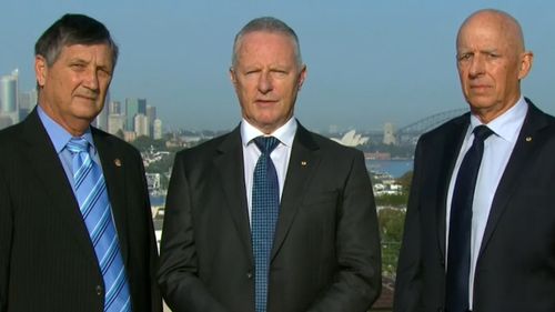 Former QFES commissioner Lee Johnson (left), former NSW Fire and Rescue Commissioner Greg Mullins (centre) and former Commissioner of ACT's emergency services Peter Dunn are certain climate change is linked to Australia's worsening bushfire seasons.