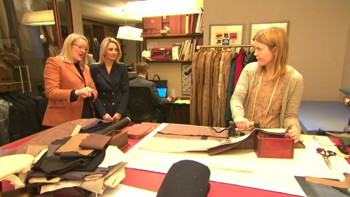 Kathryn Sargent is the first woman to set up shop in Savile Row since the 1700s. (9NEWS)