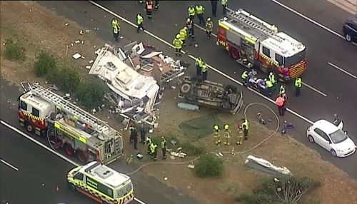 Sydney news Hume Highway crash car caravan