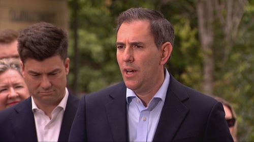 Jim Chalmers press conference interrupted by 'scared' woman