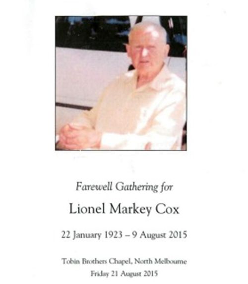 Mr Cox's funeral booklet.