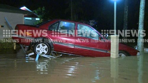 Forty-two stranded residents were rescued from the flooded caravan park. (9NEWS)