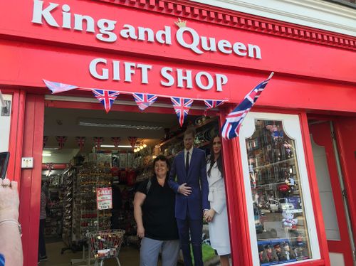 The King and Queen gift shop, which is opposite Windsor Castle, is doing a roaring trade during the leading up to the wedding. (Getty)