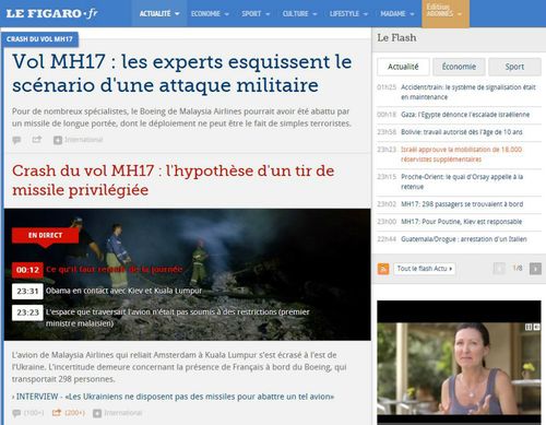 Le Figaro: Flight MH17: experts outline the scenario of a military attack