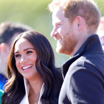 THE HAGUE, NETHERLANDS - APRIL 17: Prince Harry, Duke of Sussex and Meghan, Duchess of Sussex attend the Athletics Competition during day two of the Invictus Games The Hague 2020 at Zuiderpark on April 17, 2022 in The Hague, Netherlands. (Photo by Chris Jackson/Getty Images for the Invictus Games Foundation)