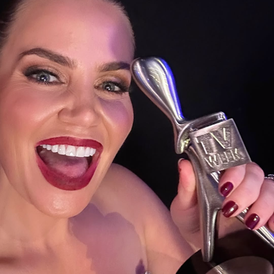 Jelena Dokic celebrates her 2025 Logies win