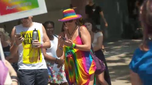 The march was held on St Kilda's Fitzroy Street. (9NEWS)