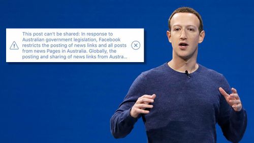 Mark Zuckerberg Facebook bans Australian news content