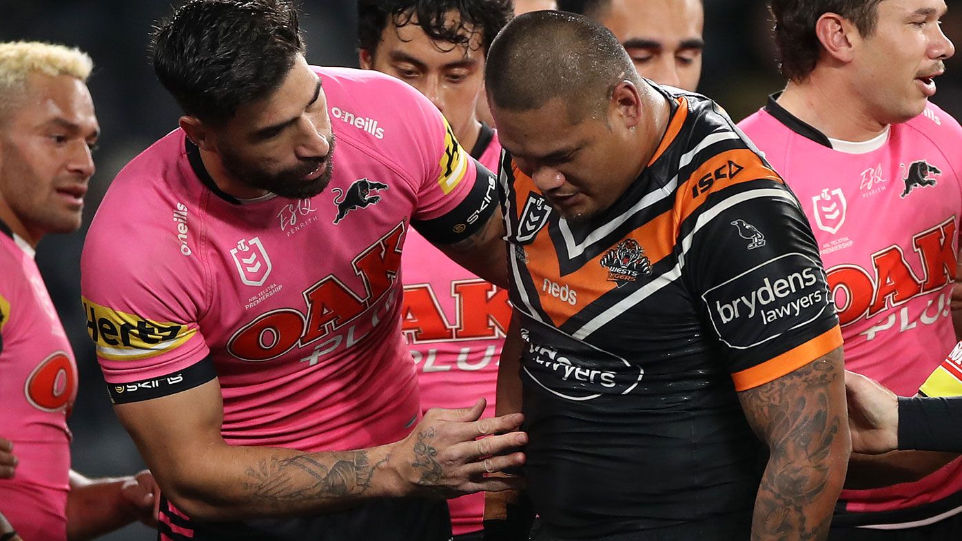 Wests Tigers star Joey Leilua 'almost in tears' after NRL dog shot