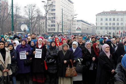 Bosnian women protest headscarf ban in legal institutions