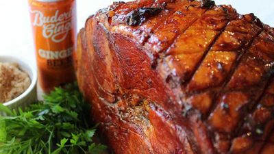 Click through for our&nbsp;<a href="http://kitchen.nine.com.au/2016/11/01/13/55/slow-cooked-leg-of-ham-in-ginger-beer" target="_top">Slow cooked leg of ham in ginger beer</a>&nbsp;recipe