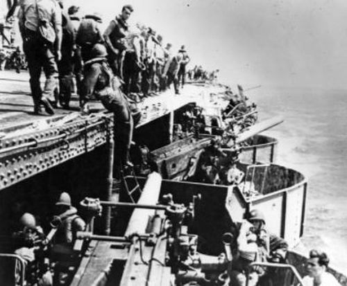 There was panic on the carrier after the Japanese hurled a torpedo at the USS Lexington. (Supplied)