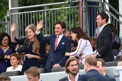 Princess Beatrice, Edoardo Mozzi, Princess Eugenie and Jack Brooksbank arrive at the Platinum Jubilee concert