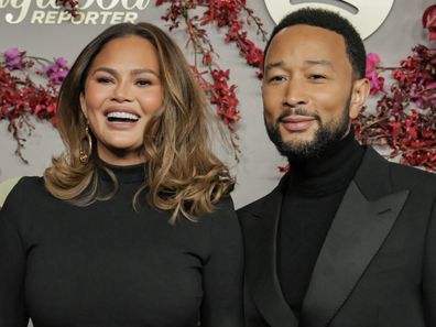 WEST HOLLYWOOD, CALIFORNIA - JANUARY 08: (L-R) Chrissy Teigen and John Legend attend The Hollywood Reporter and Spotify host Nominees Night: an official Golden Week event at The Lot at Formosa on January 08, 2026 in West Hollywood, California. (Photo by Rodin Eckenroth/FilmMagic)