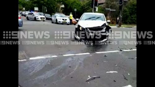 9News understands the van crashed into this vehicle, before fishtailing into the fence of Eastwood Public School and hitting a building.