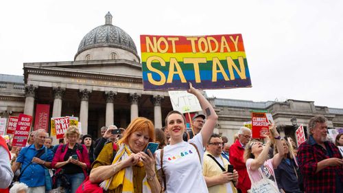 LGBT rights activists were among those protesting Donald Trump's visit to the UK.