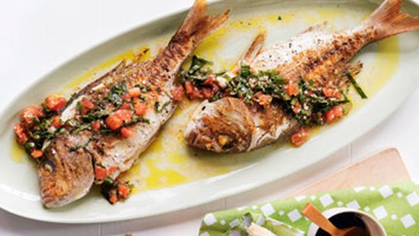 Baby snapper with sauce vierge