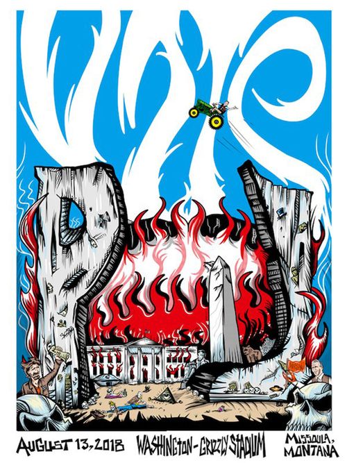 This artistic poster for their Missoula concert depicting the destruction of the White House has upset Republicans.