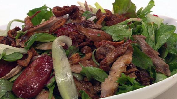 Chinese fragrant duck and roasted plum salad