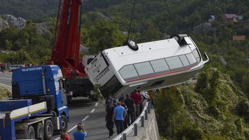 A British national and another person were killed Tuesday and nine people were seriously injured in Montenegro when a bus plunged into a ravine, authorities said.
