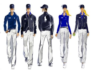 Sketches of Ralph Lauren's uniforms for Australian Open.