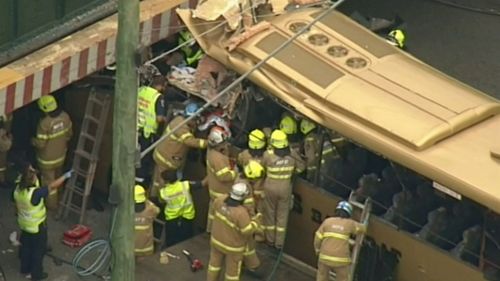 The tourist bus ploughed into Montague Street bridge.