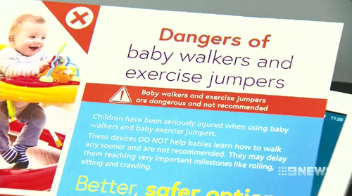 The Kidsafe and SA Health campaign wants parents to minimise the time children spend in walkers and jumpers and have caution labels added.