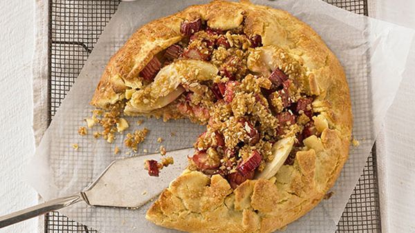 Free-form apple, rhubarb and crumble tart