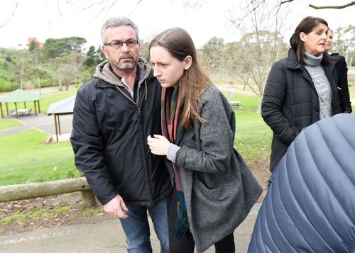 Borce Ristevski and his daughter, Sarah, made tearful pleas for information about Karen. (AAP)