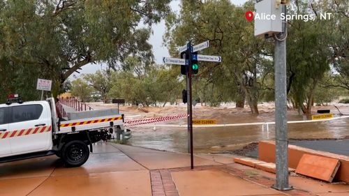 More than 100 millimetres of rain has been recorded in Alice Springs so far.