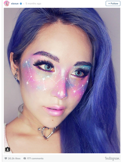 <p>A makeup artist posted an image of a woman sporting white freckles and someone noted they looked a little like stars ... within days other makeup artist had taken the constellation concept further and we were hit with intergalactic makeup. Yes, it was #galaxy.</p>
<p>Okay, so it's cool in a mesmerising, arty way. Do we ever want to see anyone wearing it out in public? Um ... no thank you.</p>
<p>Image: Instagram/@xiaxue</p>