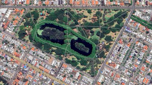 An aerial view of Hyde Park in Perth.
