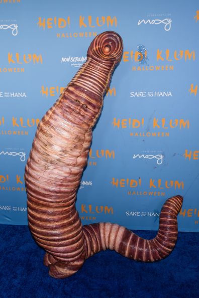 Heidi Klum dressed as a worm at her 21st Annual Halloween Party.