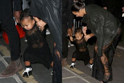 While most of us will never <i>actually</I> see Paris Fashion Week, Nori's already sat front and centre at Givenchy... with her fash-savvy folks. <br/><br/>But don't think she waddled around in a naff romper! <br/><br/>This pint-sized socialite played matchy-matchy dressing with mum in sheer lace...