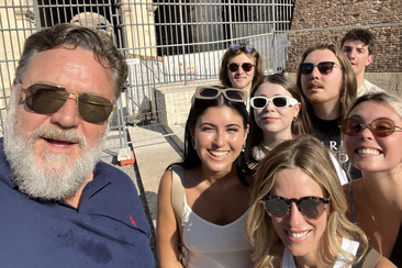 Russell Crowe takes a selfie in Rome