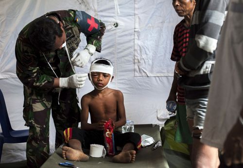 The death toll from a devastating earthquake that struck Indonesia this week may have shot above 380. Picture: AAP.