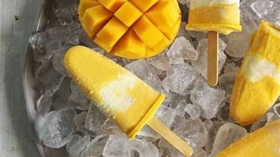 Recipe: <a href="https://kitchen.nine.com.au/2016/11/11/11/59/mango-and-vanilla-popsicles" target="_top">Mango and vanilla popsicles</a>