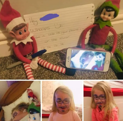 Elf on a Shelf draws on child with magic marker.