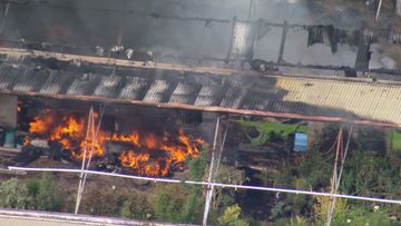 Warehouse fire in Ingleside, Sydney.