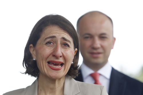 NSW Premier Gladys Berejiklian talks to the media during a press conference on petrol prices at an independent petrol station in Hornsby. (AAP)