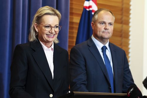Liberal leader Sussan Ley and Deputy Liberal leader Ted O'Brien at a press conference at Parliament House in Canberra