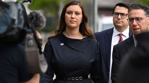 Brittany Higgins arriving at the ACT Supreme Court.