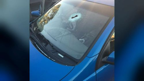 It comes after another driver had a car smash through his windscreen at Lonsdale yesterday. Picture: 9NEWS