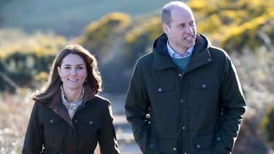 The Duke and Duchess of Cambridge walk the cliff walk at Howth in Ireland in 2020.