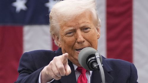 FILE - President Donald Trump speaks during an event to announce new tariffs in the Rose Garden at the White House, Wednesday, April 2, 2025, in Washington. (AP Photo/Mark Schiefelbein,File)