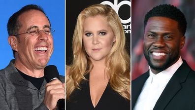 Forbes, list, highest-earning comedians 2019, Jerry Seinfeld, Amy Schumer, Kevin Hart 