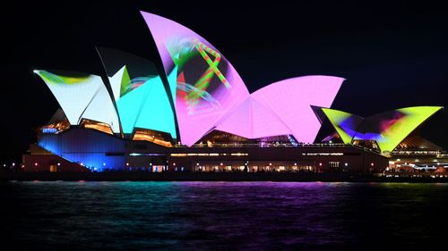 Scott Morrison said he “doesn’t understand” the fuss over Friday’s announcement about projecting images onto the Sydney Opera House related to the Everest horse race. Image of the landmark lit up at Vivid.