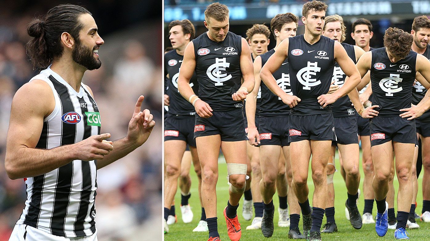 'Great teams find a way': Collingwood finish strong to deny Blues upset in AFL thriller